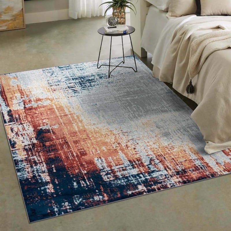 Luxe Weavers Modern Crosshatch Pattern Distressed Abstract Area Rug Carpet
