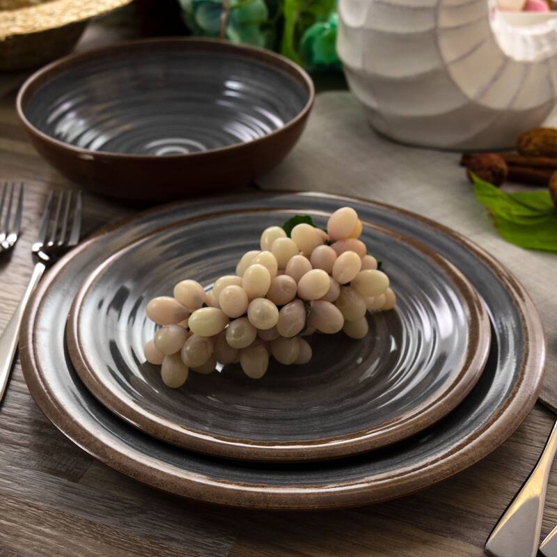 Melamine Dinnerware 12 Piece Set in Galaxy Swirl