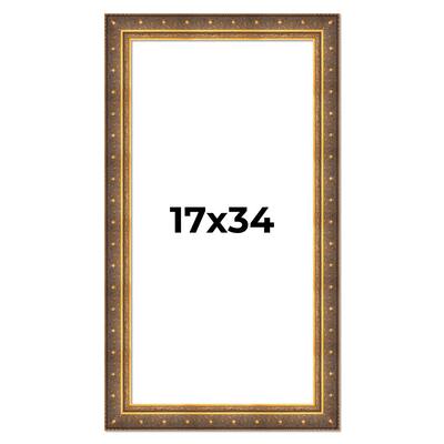 17x34 Frame Gold Real Wood Picture Frame inches Interior Frame Depth 1 inches Museo Bronze Ornate Photo Frame with UV Acrylic