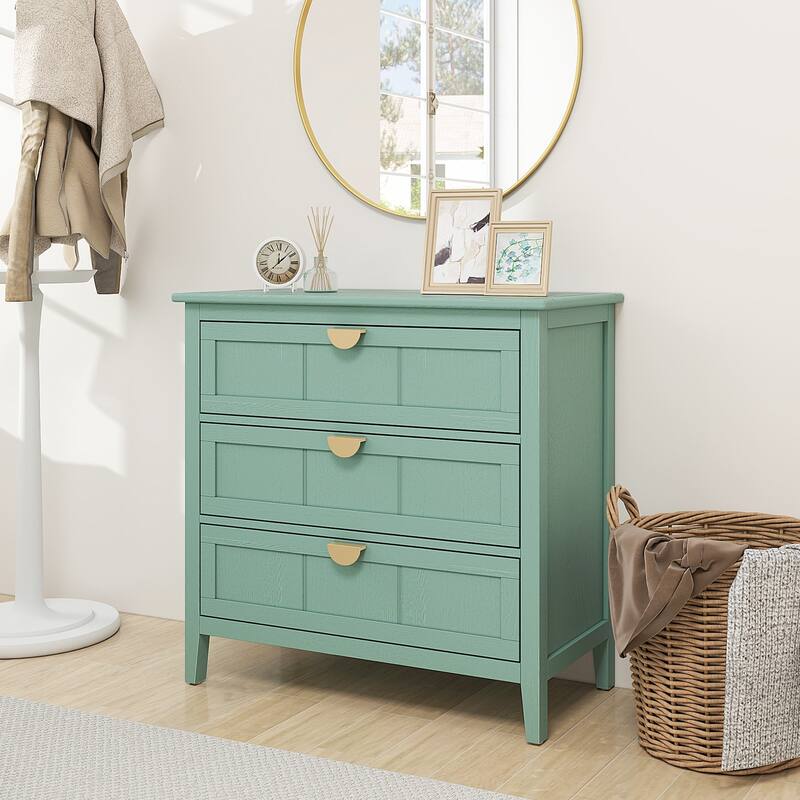 American Style 3-Drawer Vertical Chest Cabinet with Golden Handle for bedroom, living room