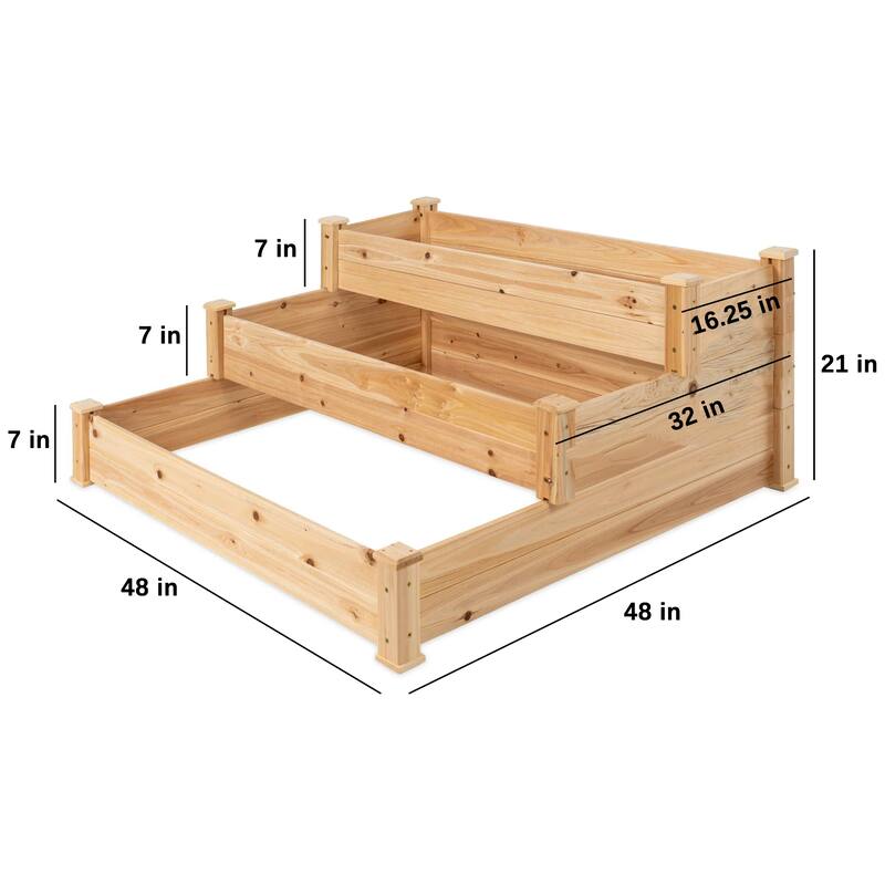 3Tier Raised Fir Wood Garden Bed Planter w/ Stackable & Flat Setup Bed Bath & Beyond 39638605