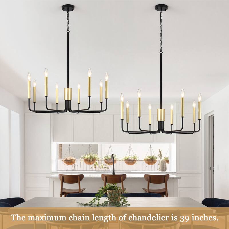 8 - Light Candle Style Chandelier Farmhouse Light Fixture for Kitchen Island Bedroom Entryway - N/A