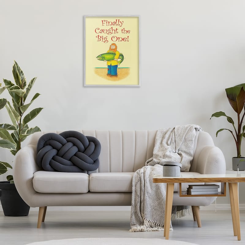Stupell The Big One Fisherman Framed Giclee Art Design By Roger Straub