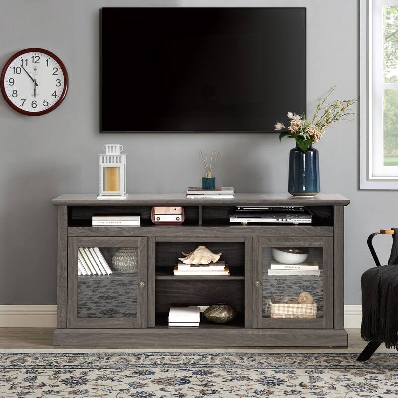 TV Media Stand Modern Entertainment Console for TV Up to 65" with Open and Closed Storage Space