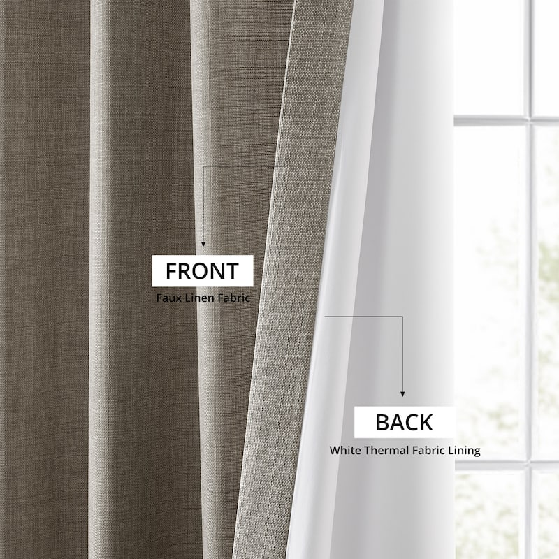 Exclusive Fabrics Italian Faux Linen Room Darkening Curtains for Bedroom & Living Room Curtains - Single Panel Window Curtains