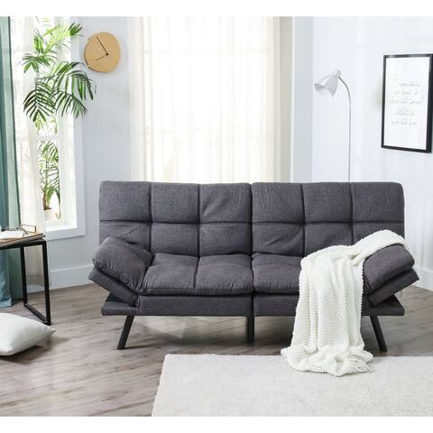 Futon Couch Sofa Bed, Fabric Sleeper Futons Convertible Loveseat Furniture for Compact Small Space, Dorm, Living Room
