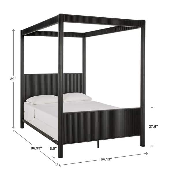 Monson Black Finish Metal Canopy Queen Bed by iNSPIRE Q Modern