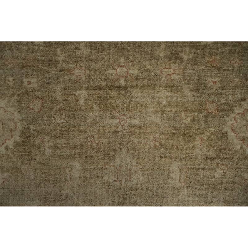 Hand Knotted Oriental 100% Wool Carpet Traditional Floral Green Peshawar Area Rug - 5' 8'' X 4' 2''