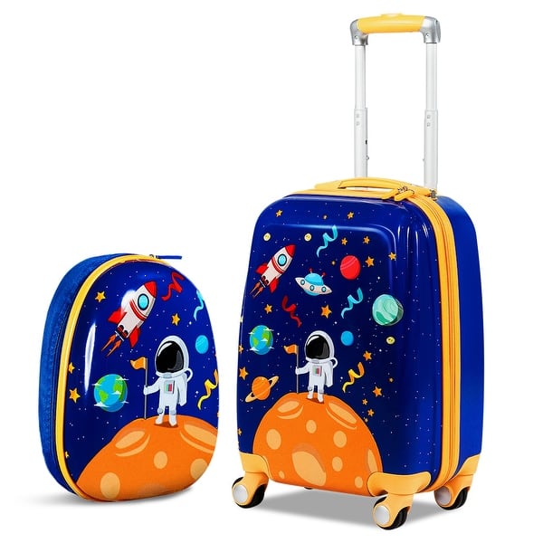 slide 2 of 20, 2 Pieces 12 Inch 18 Inch Kids Luggage Set with Backpack and Suitcase for Travel - 20" x 13" x 8.5"(L x W x H)