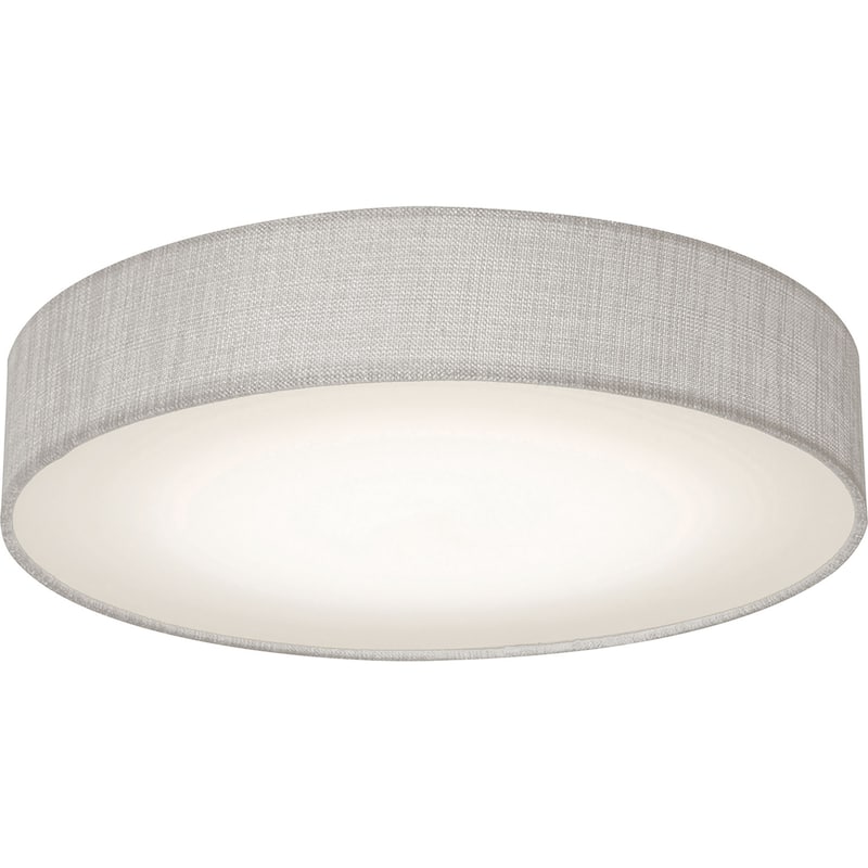 Ashland 20-inch White LED Flush Mount, Grey Fabric Shade - White