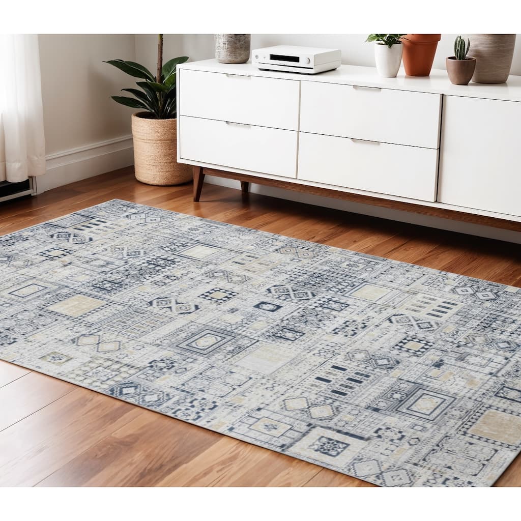 HomeRoots Ikat Contemporary Rectangle Area Rug