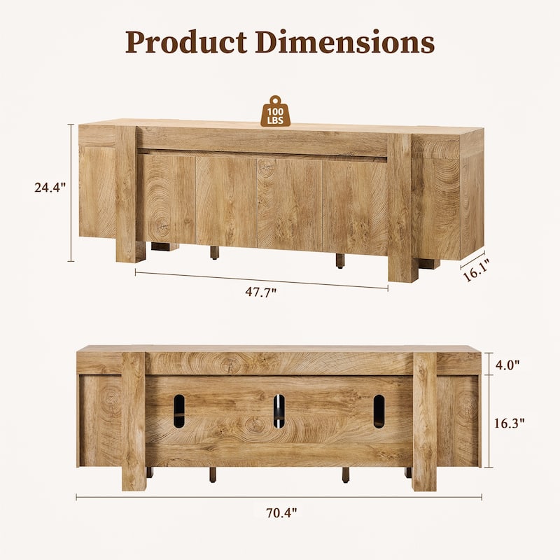 Modern Farmhouse TV Stand, Wood Entertainment Center for Living Room