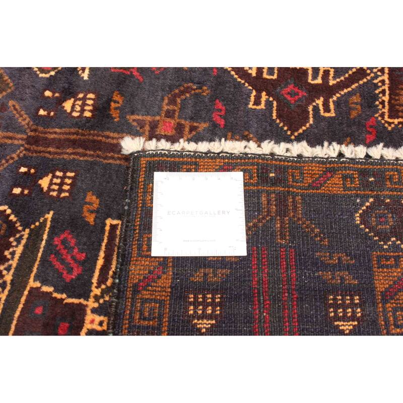 ECARPETGALLERY Hand-knotted Rare War Dark Navy Wool Rug - 3'3 x 4'9