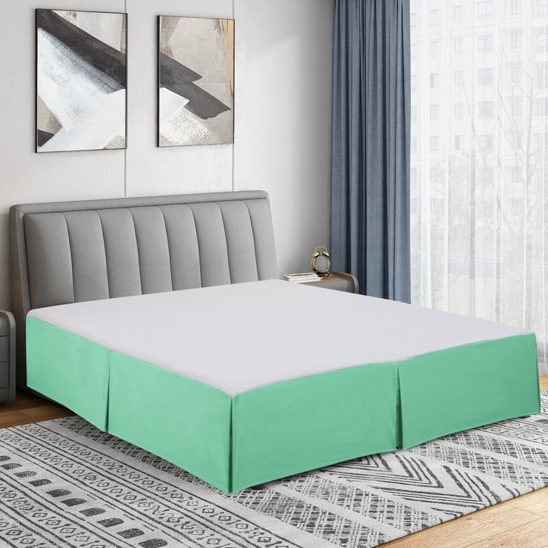 Swift Home Easy Fit Tailored Pleat Microfiber Bed Skirt with 14-inch Drop - Queen - Sea Foam