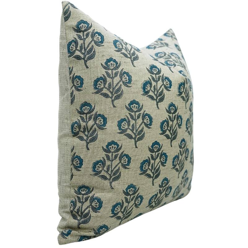 Linen Farmhouse Block print pillow Cover - Baelpatra