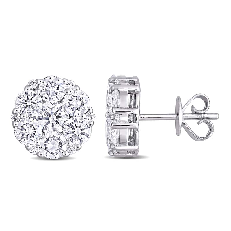 Miadora 14k White Gold 2 5/8ct TDW Diamond Composite Halo Stud Earrings