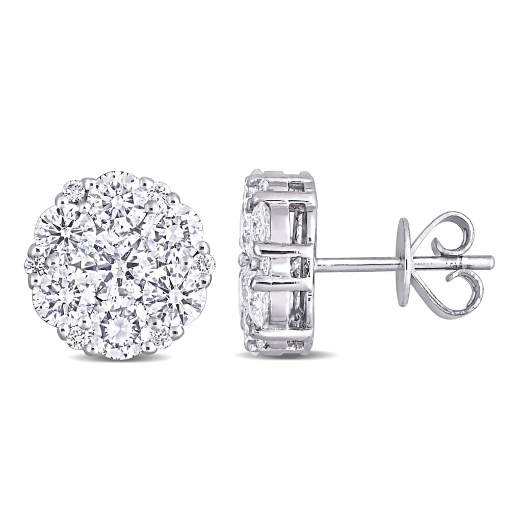 Miadora 14k White Gold 2 5/8ct TDW Diamond Composite Halo Stud Earrings