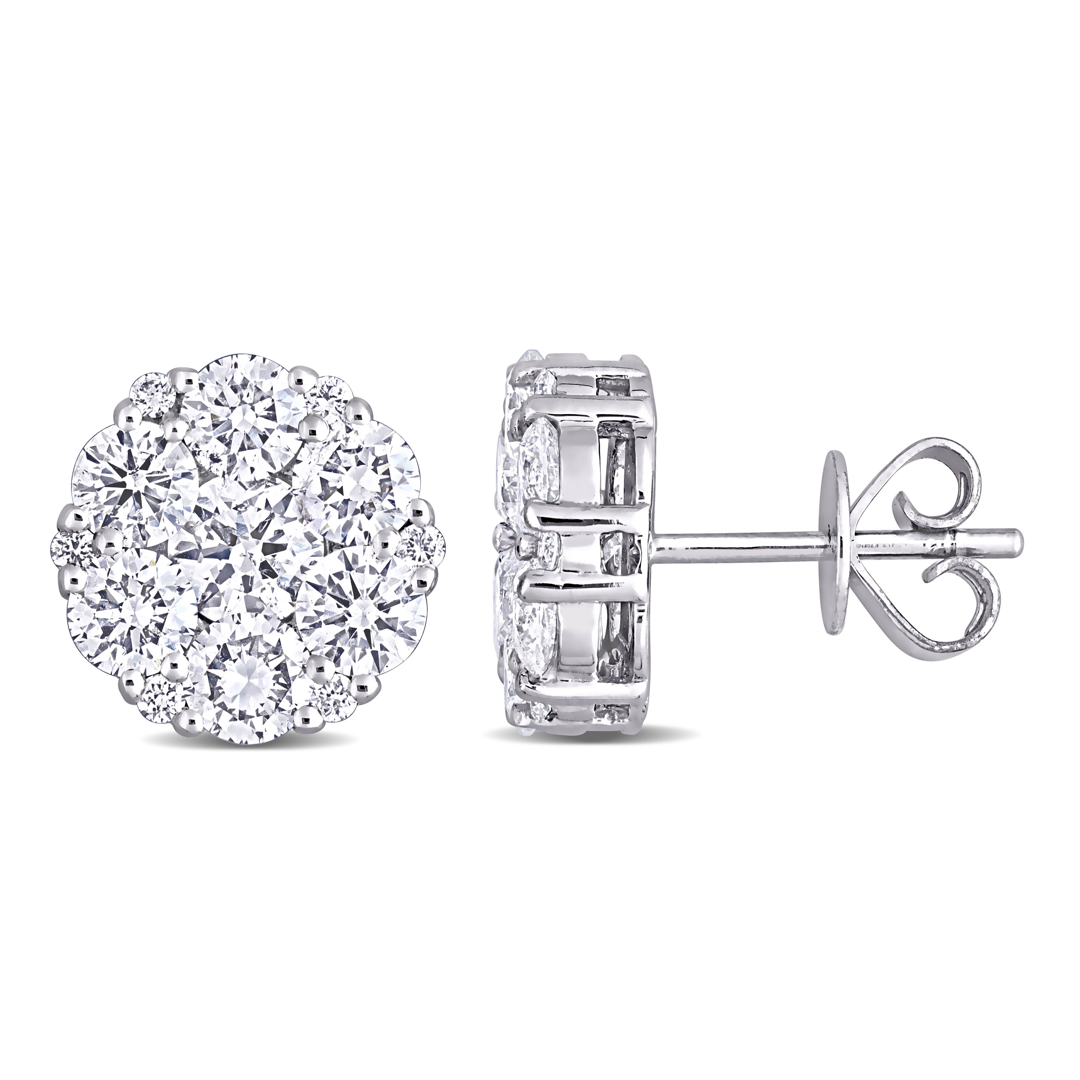 Miadora 14k White Gold 2 5/8ct TDW Diamond Composite Halo Stud Earrings
