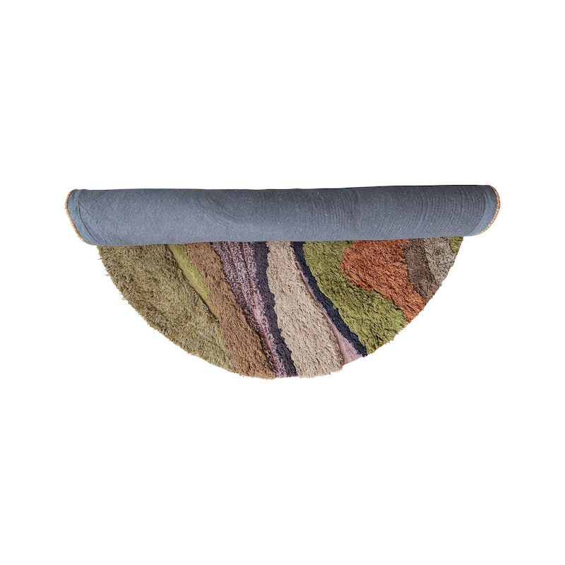 Wool and Cotton Tufted Rug with Abstract Design and Varying Pile - 60.0"L x 60.0"W x 1.0"H - 60.0"L x 60.0"W x 1.0"H