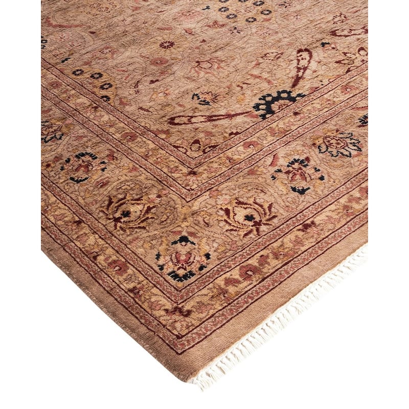 Overton Hand Knotted Wool Vintage Inspired Modern Contemporary Overdyed Beige Area Rug - 4' 1" x 6' 2"