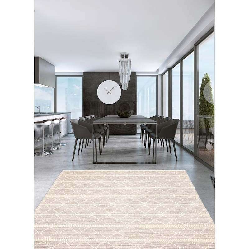 ECARPETGALLERY Braid weave Sienna Cream Wool Rug - 6'0 x 9'1