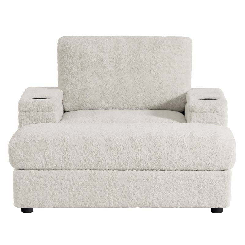 42" Oversized Chaise Lounge Indoor Sofa Bed with Storage Ottoman