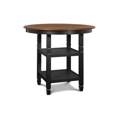 Prairie Point Round Counter Table with Shelves, Black & Brown, by New Classic Furniture