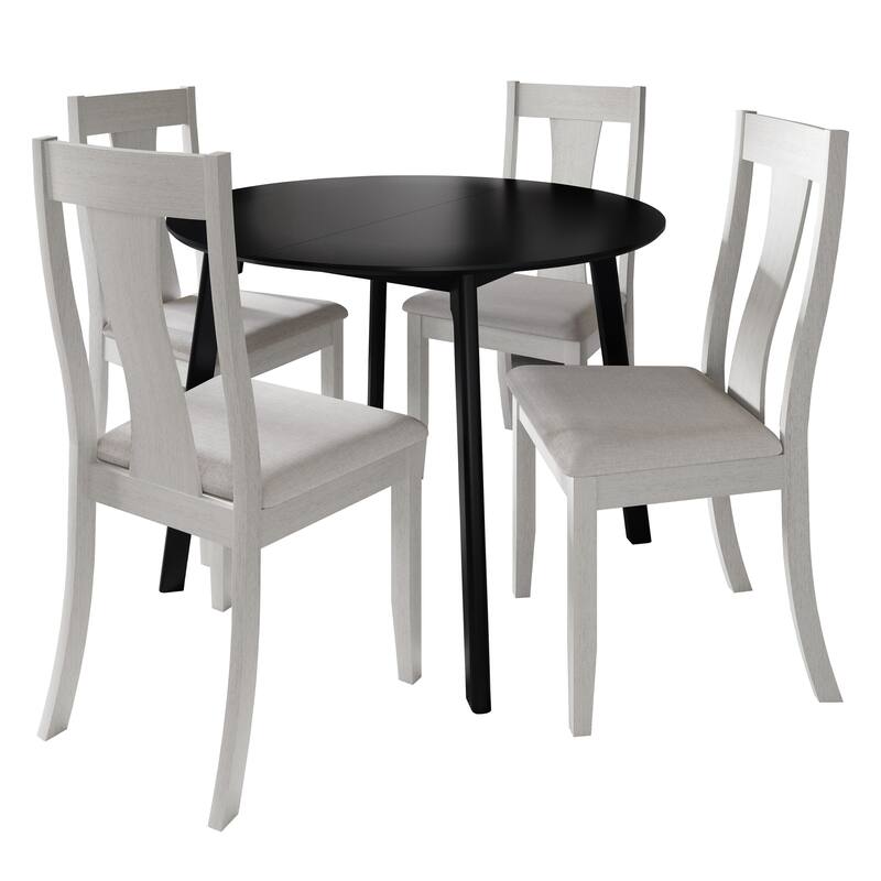 CraftPorch Vintage 4-Piece Chair and Round Table Wooden Dining Set