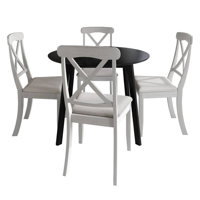 CraftPorch Farmhouse 4-Piece Chair and Round Table Wooden Dining Set - White