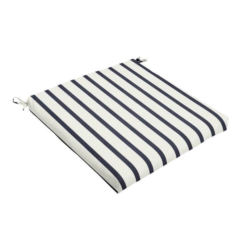 Sorra Home Sunbrella Outdoor Chair Cushion - Sunbrella - Lido Indigo - 20 in W x 20 in D x 2.5 in H