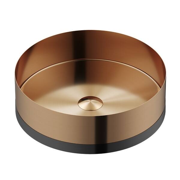 slide 2 of 7, Karran Cinox Stainless Steel Round Vessel Sink Brushed Copper and Gunmetal Grey