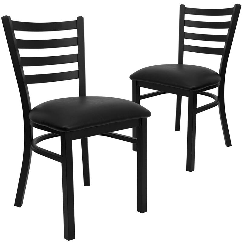 Steel X-back Restaurant Chair (Set of 2) - 16.5"W x 17"D x 32.25"H - Black Vinyl Seat/Black Metal Frame