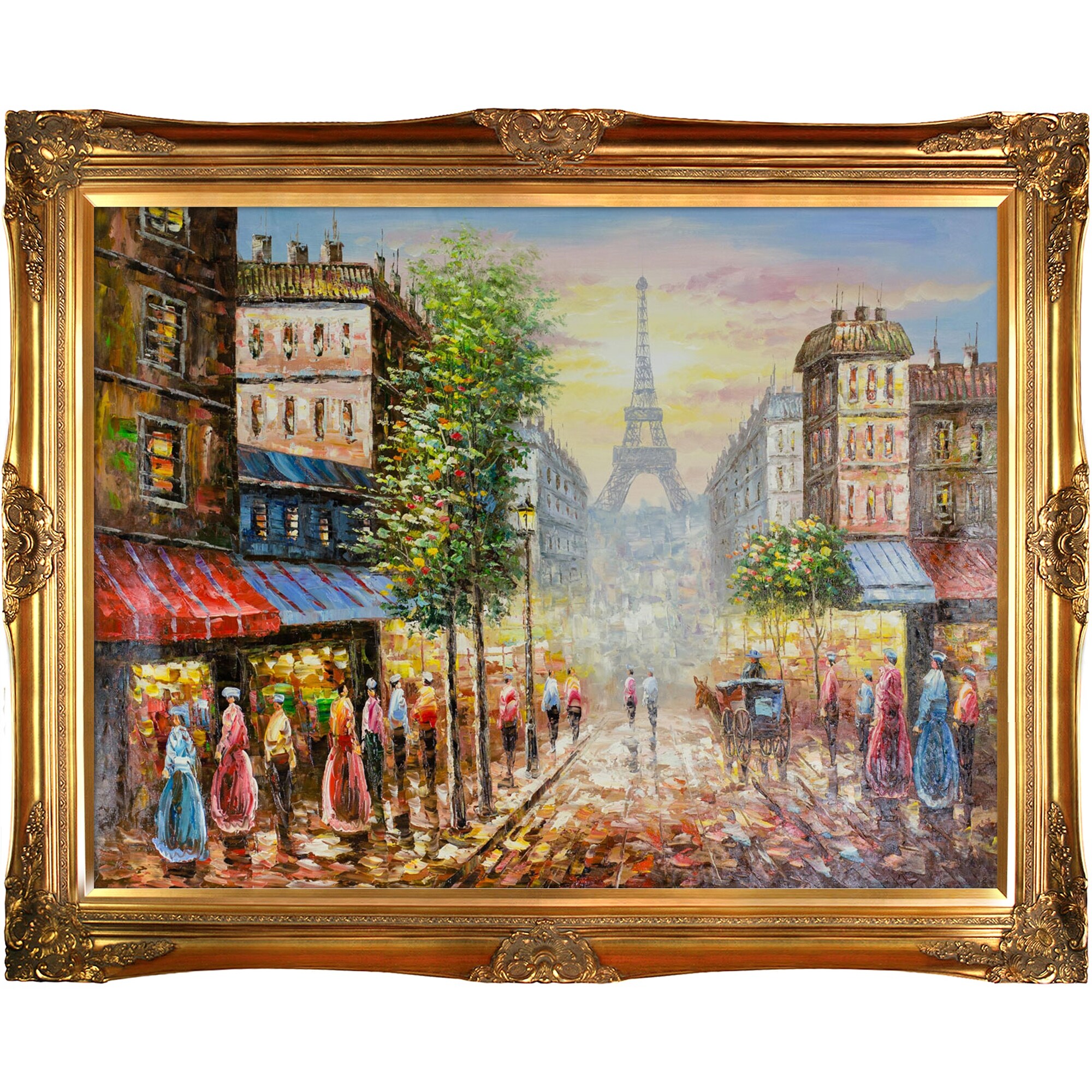Shop Evening View Of The Eiffel Tower Hand Painted Oil