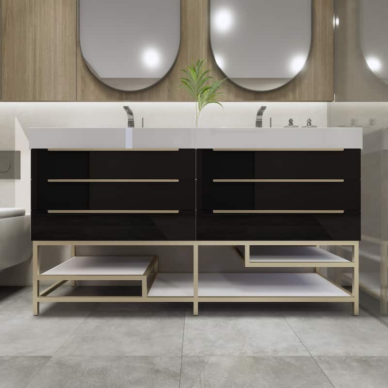 Noble 60" Free-standing Vanity with Reinforced Acrylic Double Sink