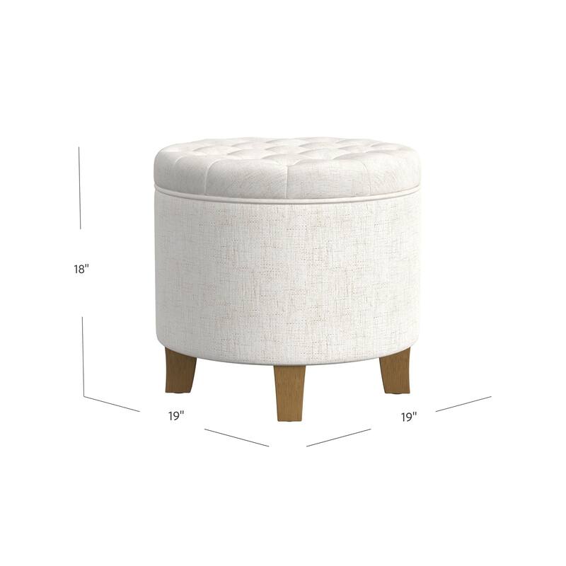 Carson Carrington Hare Button-tufted Round Storage Ottoman