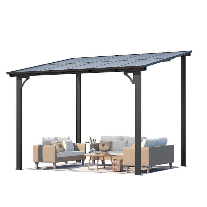 8x10ft Wall Mounted Gazebos Pergola, Outdoor Lean to Gazebo Awnings