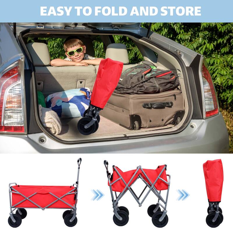 3.1 cu ft. Wagon Cart Foldable with Drink Holders