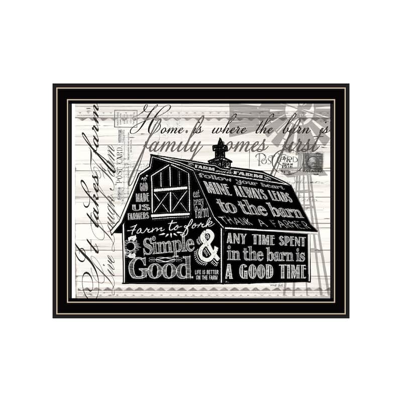 TrendyDecor4U Contemporary "SIMPLE & GOOD BARN" Framed Print Wall Art - Black