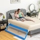 preview thumbnail 1 of 17, 71 Inch Extra Long Swing Down Bed Guardrail with Safety Straps - 71" x 14.5" x 22" Blue