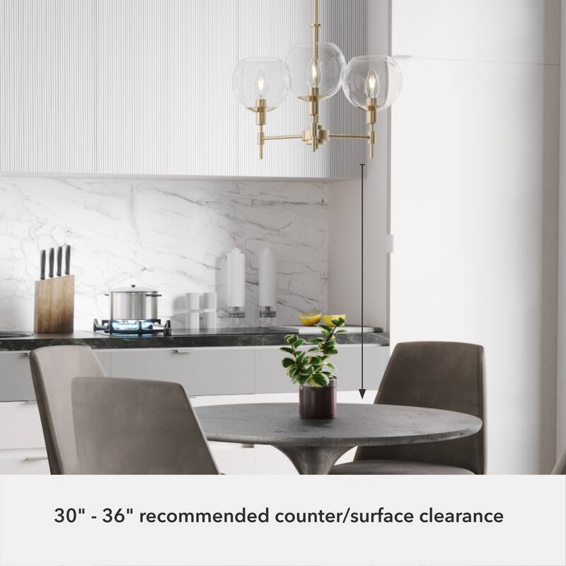 Hunter Xidane Metal and Glass Orb Chandelier - Entry, Kitchen or Dining Room Table, Bedroom - Mid-Century Modern, Transitional