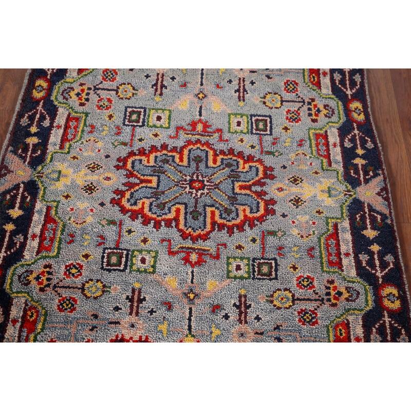 Geometric Kazak Oriental Accent Rug Handmade Traditional Wool Carpet - 3'0"x 4'11"