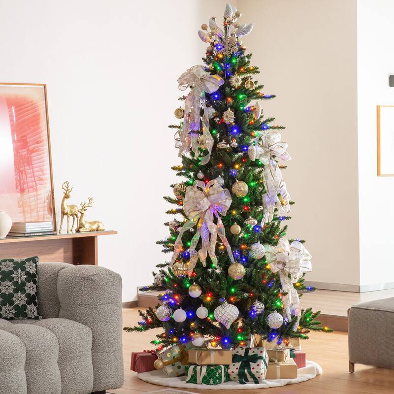 Glitzhome 18ct Christmas Tree Whimsical Red/ Green/ Silver Deluxe Large Ball Ornaments