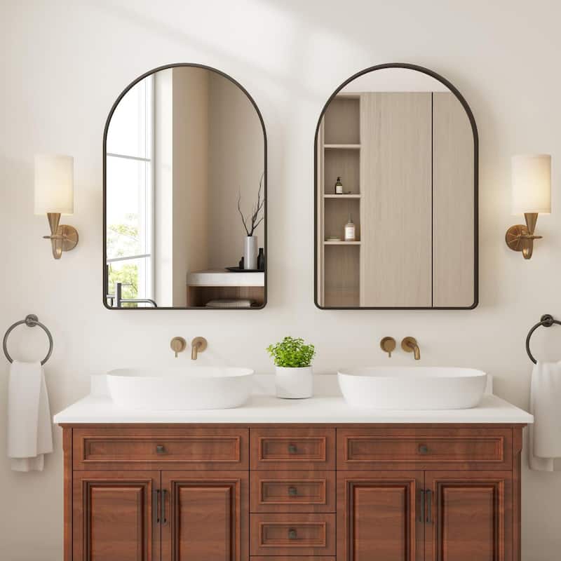 Matte Black Round Mirror