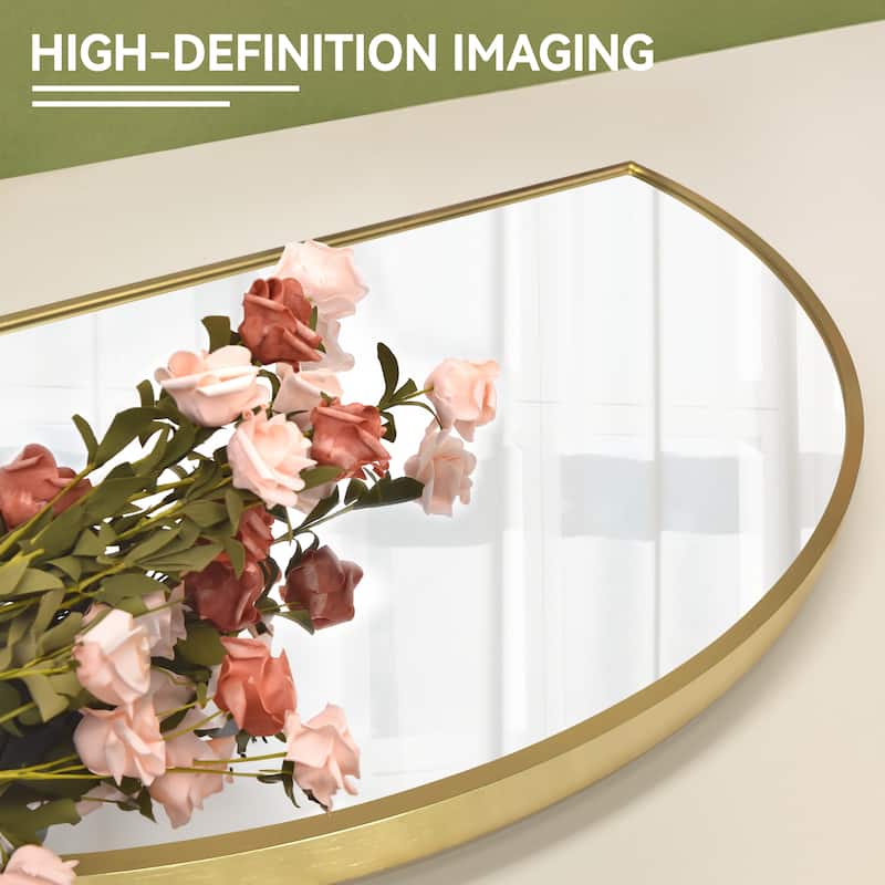 Half Moon Aluminum Alloy Framed Arched Wall Mirror (2-Pieces)