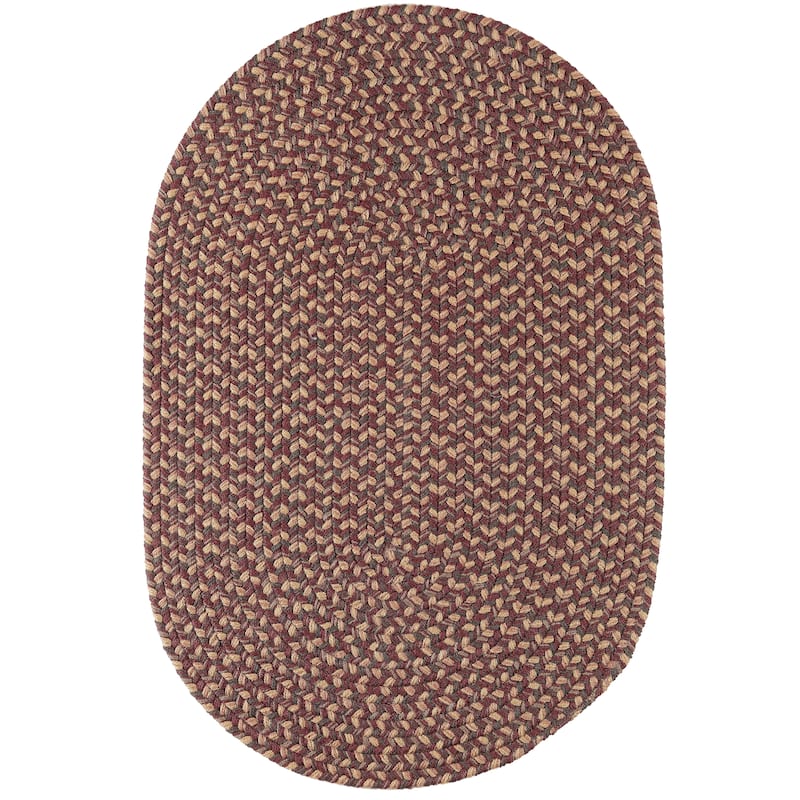 Rhody Rug Lexington Tweed Indoor/Outdoor Braided Rug - 8 ft x 11 ft - Garnet Tweed