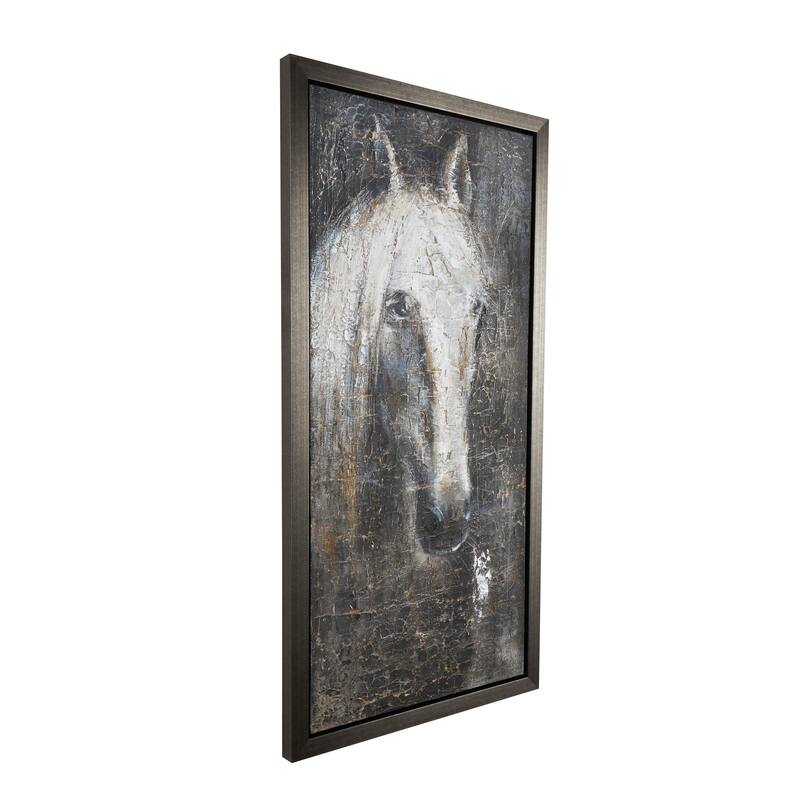 Black Canvas Horse Framed Wall Art with Textured Distressing