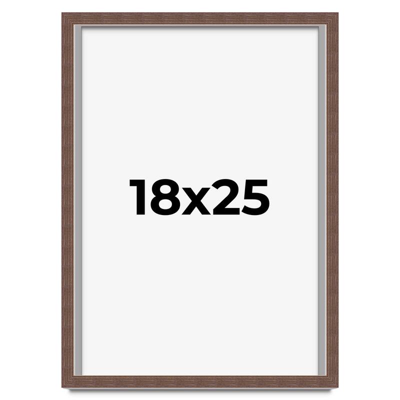 18x25 Shadow Box Frame Brown | 1.125 inches Deep Real Wood Rustic