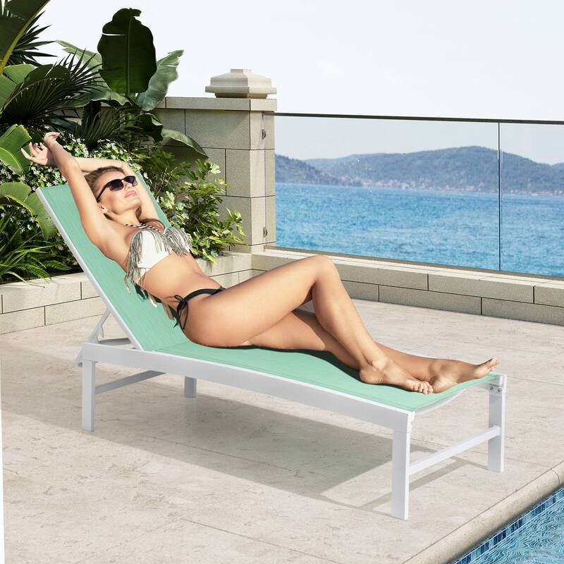 VredHom Aluminum Adjustable Outdoor Chaise Lounge Chair - 60.4 in L * 24.6 in W * 16.1/40.8 in H