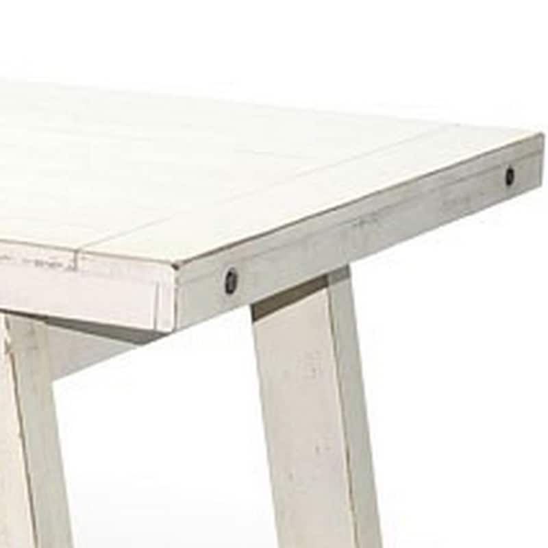 Rena Dining Table with Turnbuckles, 74 Inch Off-White Mahogany Wood
