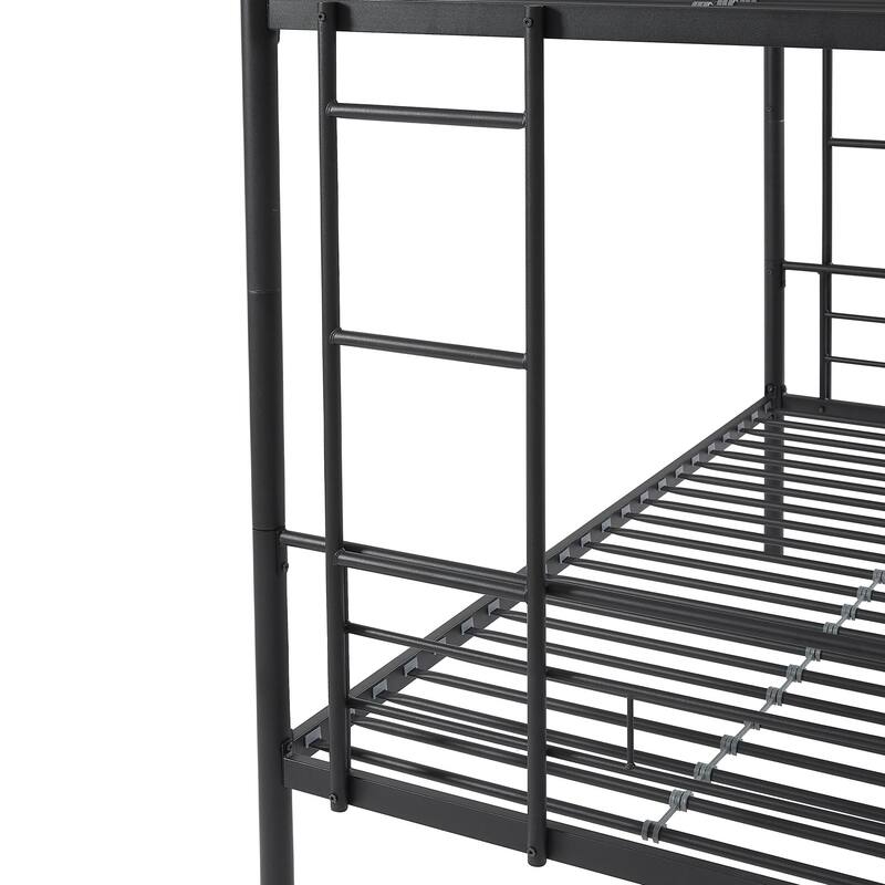 VECELO Twin Over Twin Metal Bunk Bed Frame for Kids Teens, Heavy Duty Noise-Free Platform Bed, Storage Space
